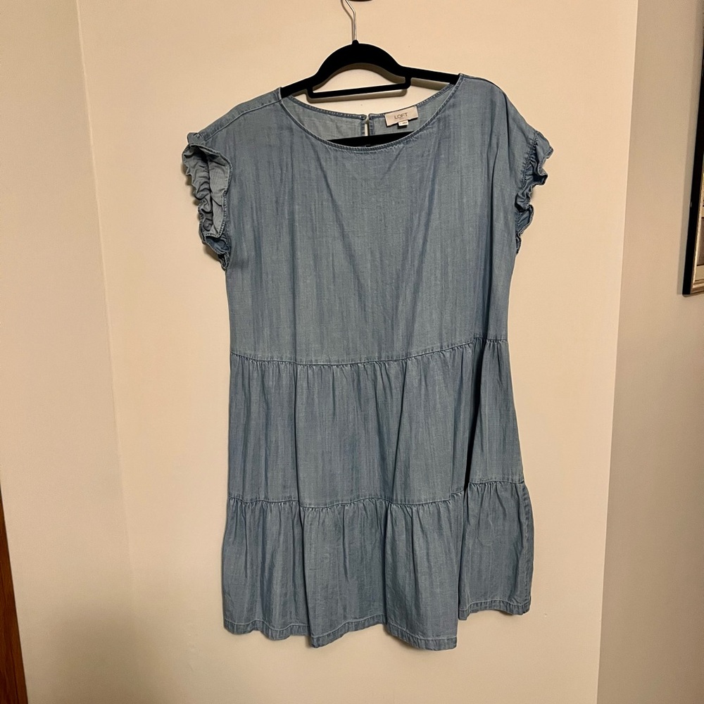 LOFT chambray tiered dress